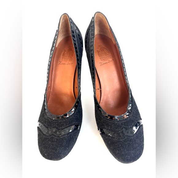 Lanvin charcoal grey round toe pumps - Picture 6 of 7